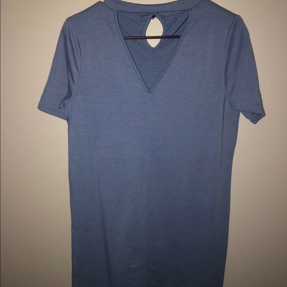 light blue keyhole dress